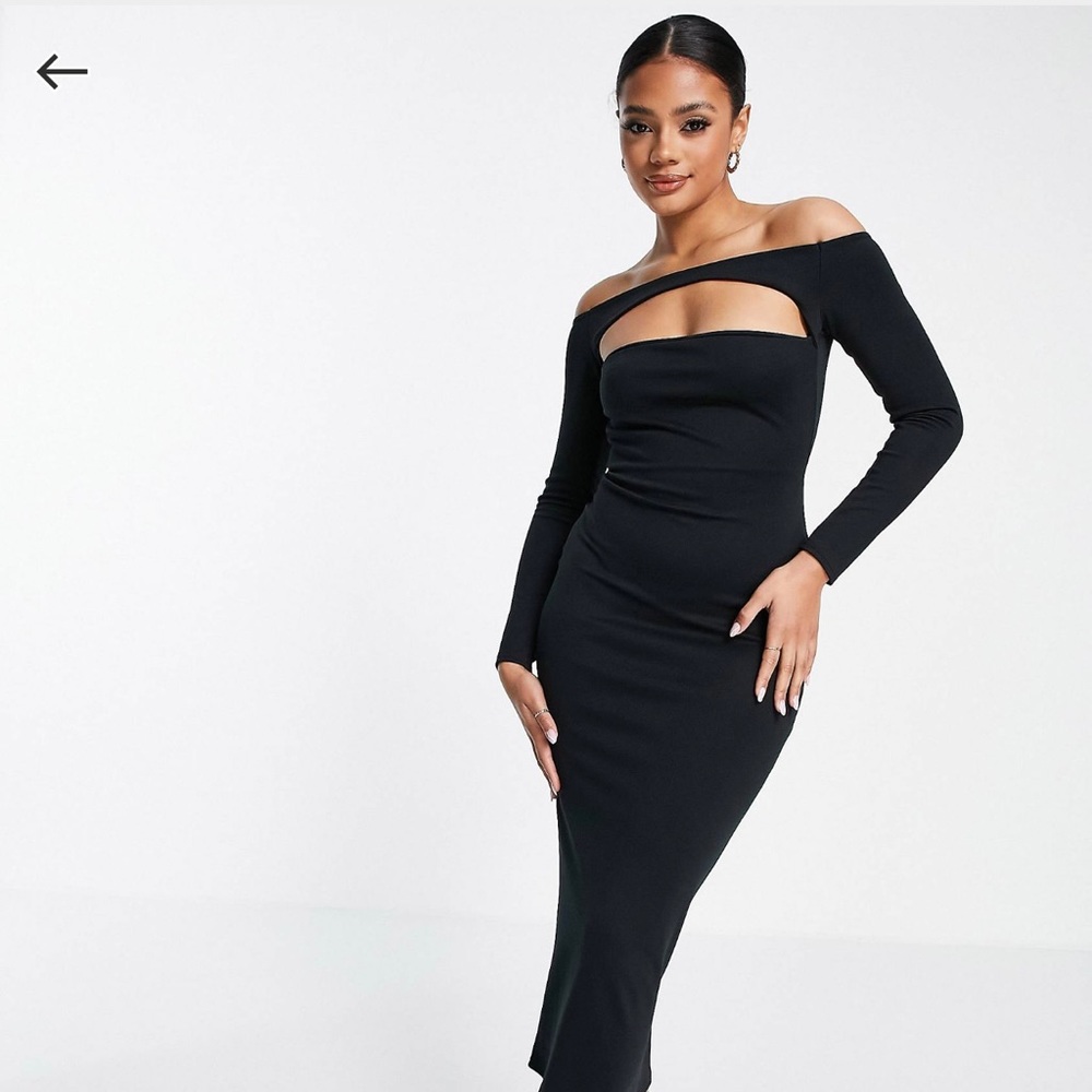 ASOS DESIGN long sleeve bardot midi dress